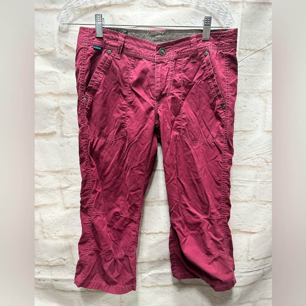 Kuhl Women's Kendra Embroidered Capri Cropped Hiking Pants Plum‎ Sz 4